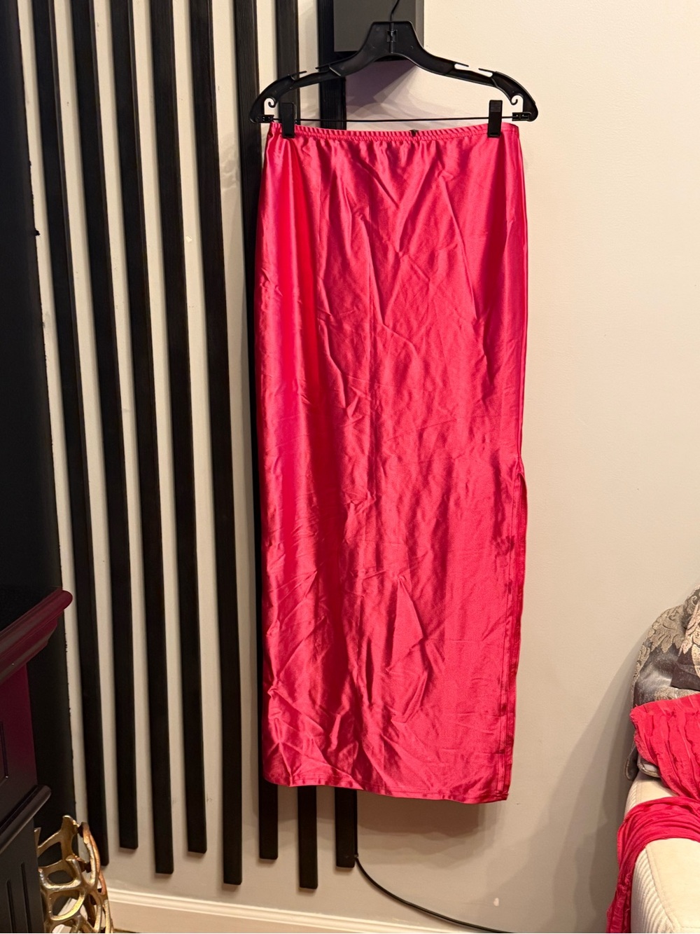 PrettyLittleThing Hot Pink Satin Maxi Skirt